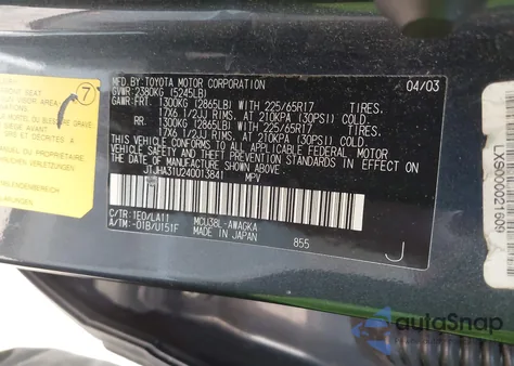 2004 Lexus Rx 330 z USA, uszkodzony, nr VIN JTJHA31U240013841